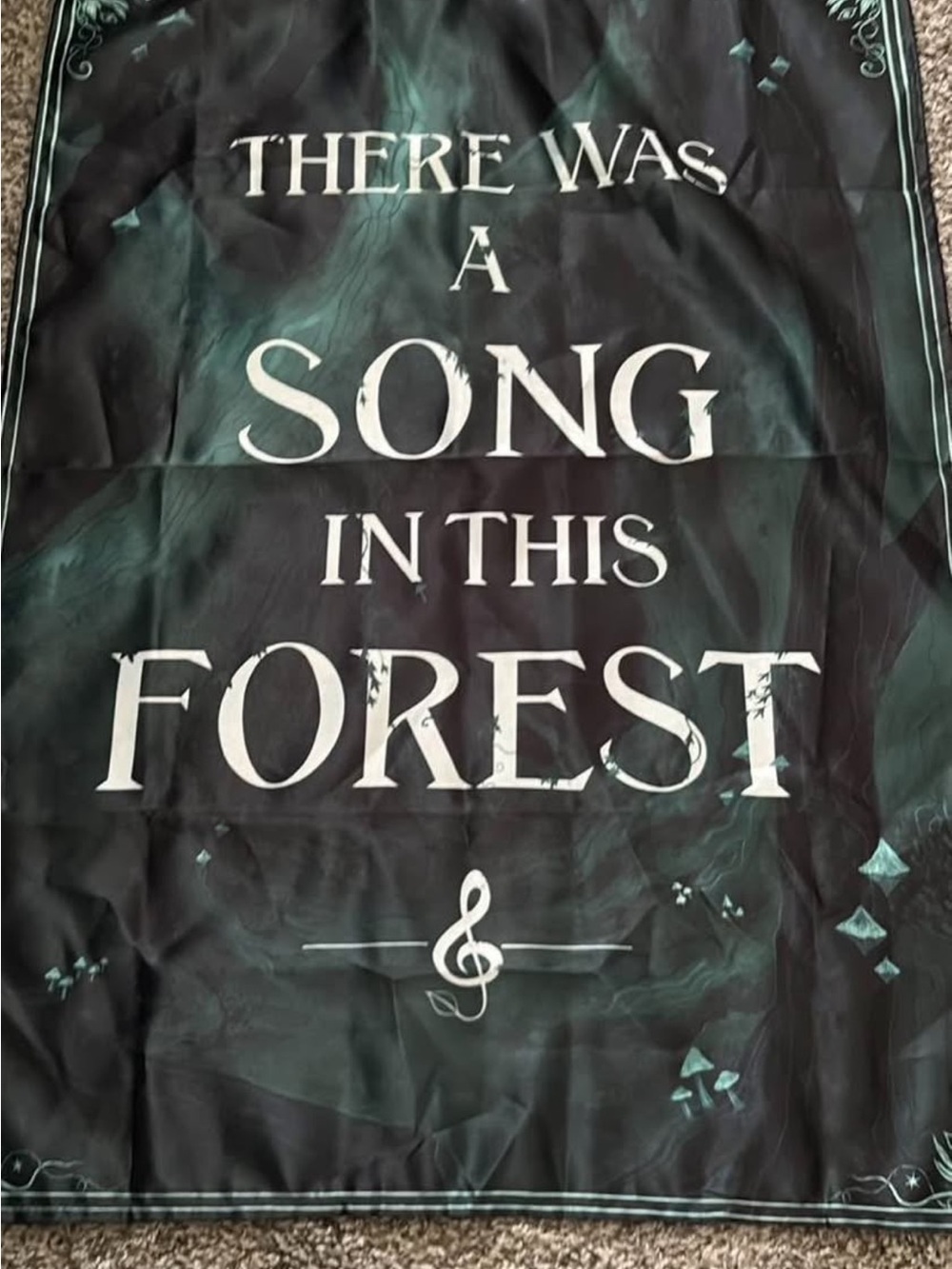 Forest Song Wall Tapestry - Black & Teal Accent